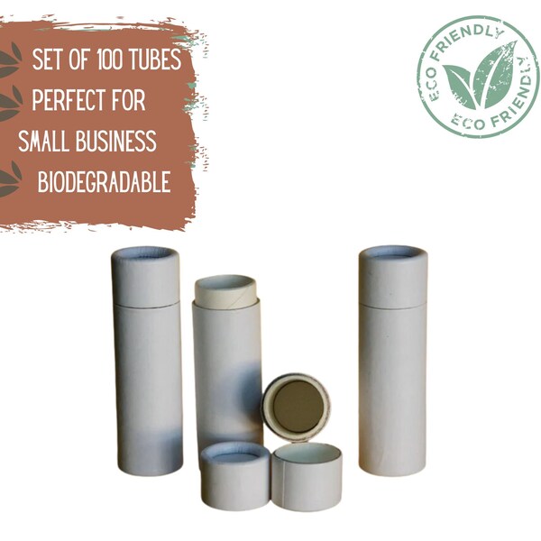 100 tubes de baume à lèvres respectueux de l'environnement, 0,3 oz 8,5 g, récipient cosmétique push-up en carton blanc en vrac pour rouge à lèvres ou rouge à lèvres