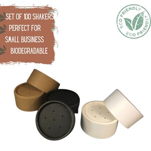 100 tarros de polvo al por mayor con tamiz 1 oz 30 g: tarros pequeños, embalaje ecológico biodegradable para cosméticos y alimentos, embalaje sin residuos