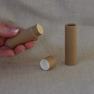 100 Eco Friendly Lip Balm Tubes .3oz 8.5g, Bulk Kraft Paper Push Up Cosmetic Container, Wholesale Compostable Eco Friendly Packaging image 3
