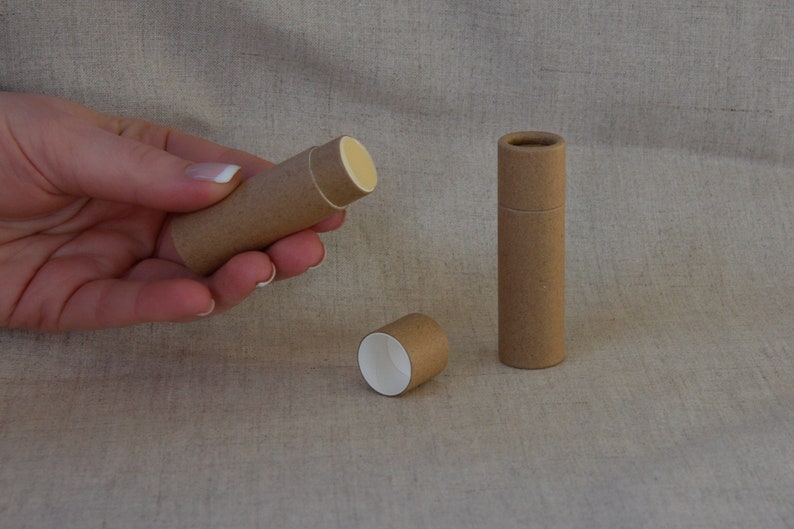 100 Eco Friendly Lip Balm Tubes .3oz 8.5g, Bulk Kraft Paper Push Up Cosmetic Container, Wholesale Compostable Eco Friendly Packaging image 3