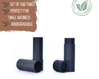 500 Eco Friendly Lip Balm Tubes .3oz 8.5g, Wholesale Black Black Cardboard Cosmetic Containers, Bulk Push Up Tubes for Lipstick or Lip Balm