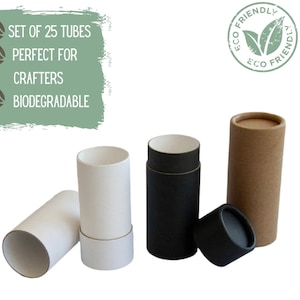 25 tubos de bálsamo ecológico 2 onças 60g - desodorante sustentável ou recipiente push-up de cosméticos, embalagem ecológica reciclável para perfume sólido - 2 onças 60 ml