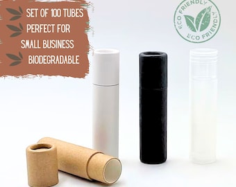 100 Eco Packaging Lip Balm or Lipstick Tubes, .2oz 5g Cardboard Push Up Tube, Cosmetic Eco Friendly Product Packaging