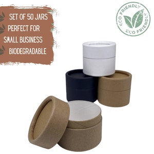 50 tarros biodegradables de 2 oz y 60 g, bote para loción o manteca corporal, tarros compostables para crema facial y cosméticos, embalaje ecológico