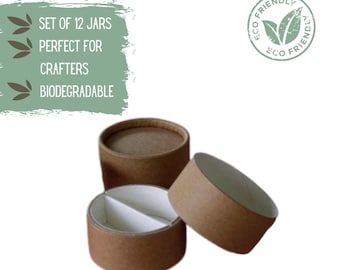 12 Eco Friendly Divided Paper Jar .7 ounce / 20g, Cosmetic Packaging, Powders, Face Cream or Lotions, Wholesale Biodegradable Packaging