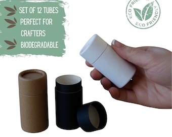 12 Eco Push Up Tubes 1.25oz 35g - Eco Friendly Natural Deodorant or Cosmetic Container, Sustainable Packaging-- 1.25 ounce 35 ml