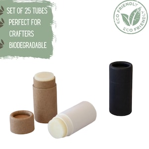 25 tubi per balsamo per labbra ecologici da 0,25 once 7 g, tubo per rossetto o burro di cacao biodegradabile, contenitore per cosmetici push-up in cartone di carta kraft