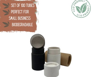 100 Short Eco Friendly Lip Balm Tubes .2oz 5g, Wholesale Kraft Paper Cardboard Push Up Lipstick or Chapstick Container, Bulk Packaging