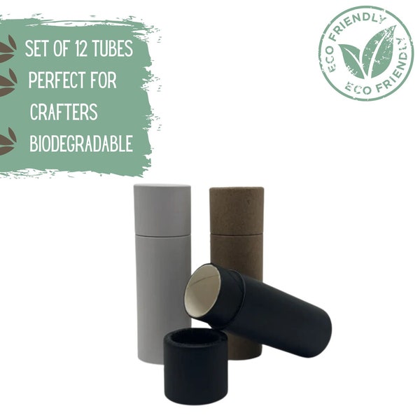 12 tubes de baume à lèvres Eco Packaging, tube push up en carton de 0,15 oz pour rouge à lèvres et chapstick, emballage cosmétique écologique