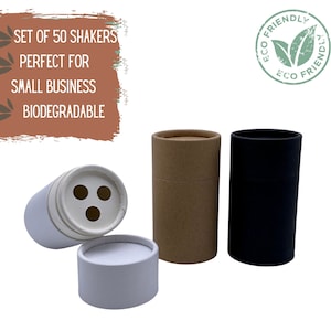 50 tarros de polvos al por mayor de 2 oz/60 g, embalaje ecológico cero residuos para cosméticos y alimentos, agitador de purpurina biodegradable ecológico