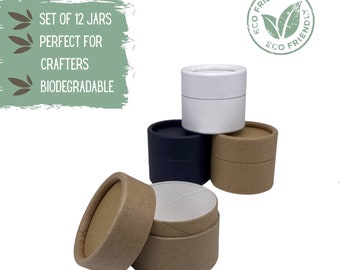 12 Eco Friendly Jars 2oz 60g - Compostable Lotion or Body Butter Pot, Small Jars for Face Cream and Cosmetics,  Packaging