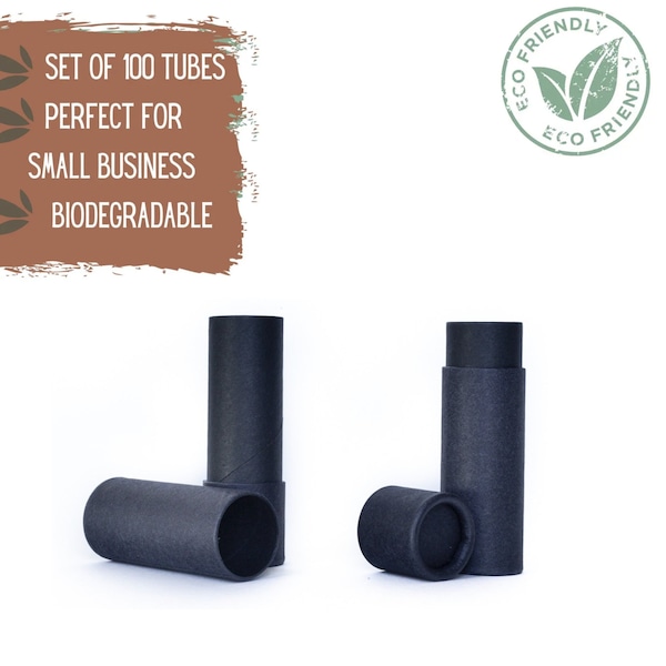 100 Eco Friendly Lip Balm Tubes .3oz 8.5g, Sustainable Push-Up Cosmetics Container, Recyclable Chapstick Tube, Minimalist Lipbalm Packaging