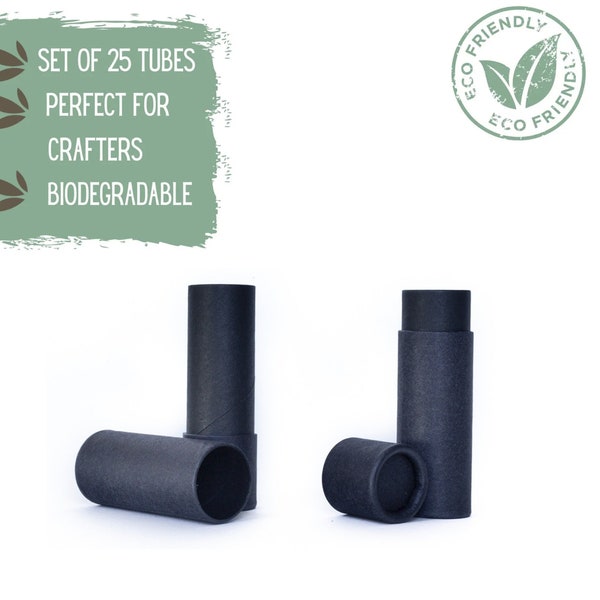 25 Eco Friendly Lip Balm Tubes .3oz 8.5g, Cardboard Push-Up Cosmetics Container for Solid Perfume or Moisturizer, Chapstick or Lipstick