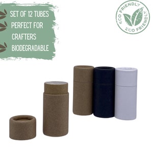 25 Eco Friendly Lip Balm Tubes .25oz 7g,  Biodegradable Lipstick or Chapstick Tube, Kraft Paper Cardboard Push-Up Cosmetics Container