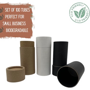 100 Wholesale Push Up Tubes 2oz 60g - Eco Friendly Packaging for Natural Deodorant and Cosmetics, Compostable Packaging - 2 ounce 60 ml