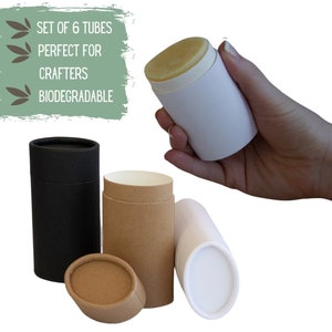 6 Push Up Balm Tubes 2.5oz 70g - Sustainable Packaging for Natural Deodorant and Cosmetics, Compostable Packaging - 2.5 ounce 70 ml
