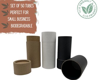 50 Eco Balm Tubes 2oz 60g - Biodegradable Push-Up Deodorant or Cosmetic Tube, Sustainable Eco Packaging for Solid Perfume - 2 ounce 60 ml