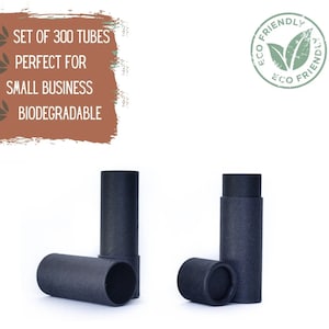 300 tubos de bálsamo labial a granel ecológicos, 0,3 oz, 8,5 g, envase de cosméticos push-up de cartón de papel negro al por mayor, embalaje sostenible