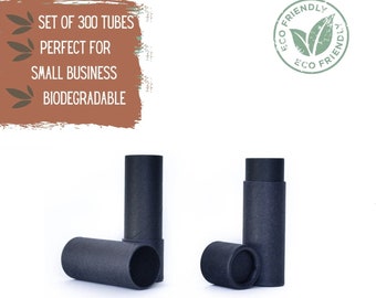 300 Eco Friendly Bulk Lip Balm Tubes .3oz 8.5g, Wholesale Black Paper Cardboard Push-Up Cosmetics Container, Sustainable Packaging