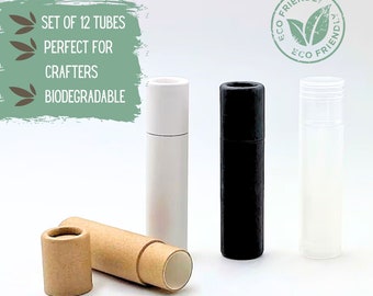 12 Lip Balm Tubes, .2oz 5g Eco Packaging Cardboard Push Up Tube, Cosmetic Eco Friendly Product Packaging