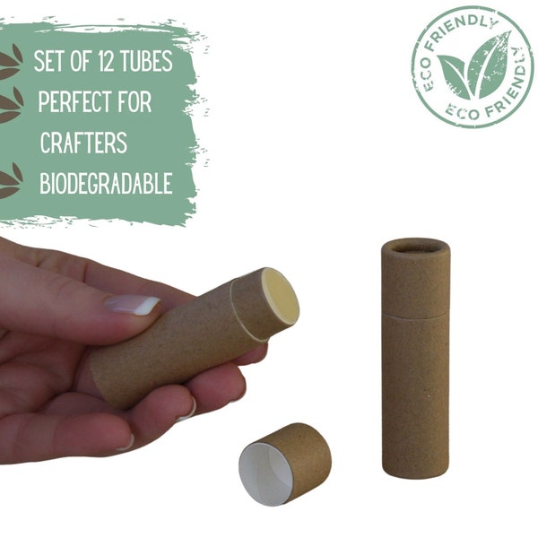 12 tubes de baume à lèvres écologiques de 0,3 oz et 8,5 g, contenant pour cosmétiques DIY en carton biodégradable, papier kraft, emballage pour travaux manuels