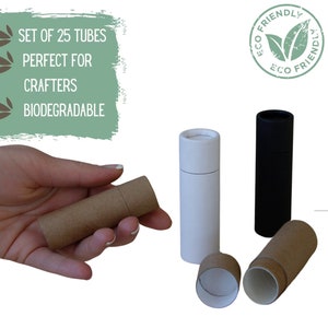 25 tubos de bálsamo labial ecológicos .5oz 15g, tubo de papel Kraft sostenible para lápiz labial, lápiz labial o bálsamo labial, contenedor de perfume sólido