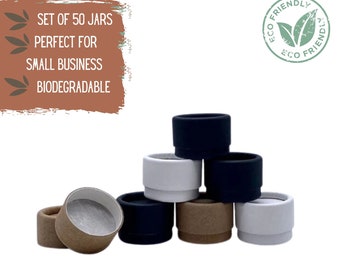 50 Mini Cosmetic Jars, .15 oz 4.5 g - Cosmetic Packaging, Biodegradable Small Jars, Eco Packaging, Lotion Jars for Samples and Travel
