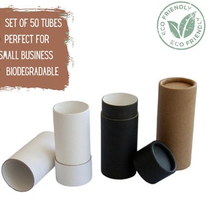 50 Eco Balm Tubes 2oz 60g - Deodorante Push-Up Biodegradabile o Tubo Cosmetico, Imballaggio Ecologico Sostenibile per Profumo Solido - 2 once 60 ml