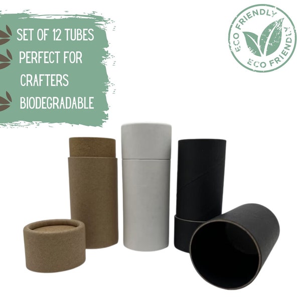 12 Eco Balm Tubes 2oz 60g - Kraft Paper Cardboard Push-Up Cosmetics Container Deodorant - 2 ounce 60 ml