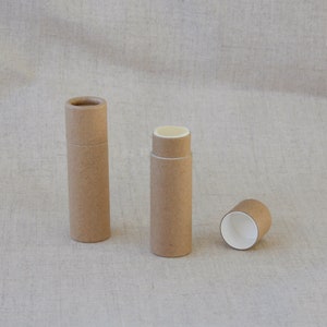 100 Eco Friendly Lip Balm Tubes .3oz 8.5g, Bulk Kraft Paper Push Up Cosmetic Container, Wholesale Compostable Eco Friendly Packaging image 4