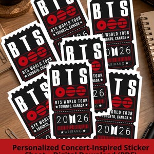 Personalized Kpop Freebie Stickers PDF | Custom Concert Ticket Stickers | Printable Sticker Sheet (10 Tickets) | Cricut & Silhouette Ready