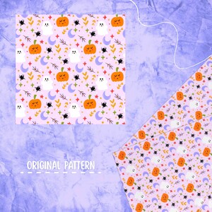 Pastel Halloween Tote Bag | Cute Pumpkin Ghost Pattern Bag | Spooky ...