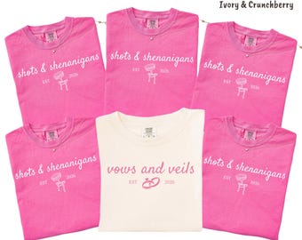 Bachelorette Party Shirts Matching Set, Custom Bride and Bridesmaid Tees, Comfort Colors Bridal Party Group, Personalized Bach Trip Tees