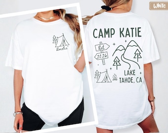 Custom Camp Bride Name Shirt, Camp Bachelorette Shirts With Est Year, Personalized Bach Weekend Tee, Lake Camping Girls Trip Comfort Colors