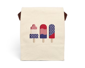 America 4th of July Popsicle Lunch Bag Tote for School Park Ballgame Canvas Lunch Tote Adult and Children's Theme