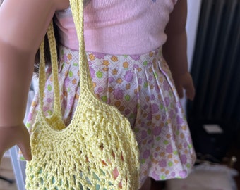 Crochet mesh market bag for 18” dolls