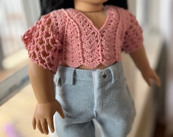 Short Sleeve Meribella Crochet Top for 18in dolls