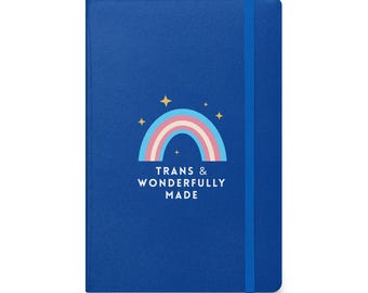 Trans And Wonderfully Made Journal, Affirming Rainbow Notebook, LGBTQ+ Inclusive Faith Message, Empowering Trans Pride Diary