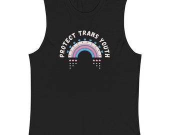 Protect Trans Kids | Protect Trans Youth | Sleeveless Shirt | Trans Rights | Transgender | Trans Flag | LGBTQIA+ | Pride | Trans Shirt