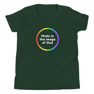 Made in the Image of God Youth T-Shirt - LGBTQ+ Pride Shirt - Rainbow Circle Tee for Kids
