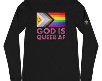 Dios es Queer AF / Unisex / Camiseta de manga larga / Camiseta Queer / LGBTQIA+ / Camiseta del Orgullo / Camiseta Queer Unisex / Orgullo Queer / Camiseta de Igualdad