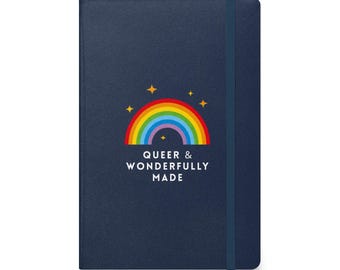 Queer & Wonderfully Made Journal - LGBTQ+ Pride Notebook - Rainbow Affirmation Hardbound Diary