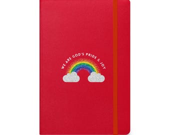 God’s Pride And Joy Rainbow Journal, Inclusive Message, LGBTQ+ Affirming Hardcover Notebook, Glitter Style Pride Diary, Queer Pride, Gift