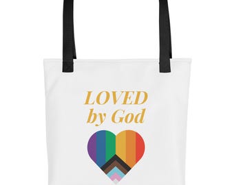 Bolsa de tela "Amado por Dios" / LGBTQIA / Orgullo / Gay / Queer / Trans / Regalo LGBTQ