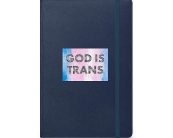 Dios es trans / Cuaderno de tapa dura / Transgénero / LGBTQIA / Cuaderno / Regalo / Orgullo trans / Bandera trans