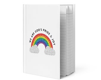 God’s Pride And Joy Hardcover Matte Journal, Inclusive Faith Message, LGBTQ+ Affirming Notebook, Glitter Style Pride Diary, Queer Pride