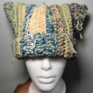 Ribbed Crochet Cat Beanie