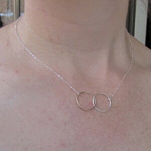 Friendship Necklace Two Joined Circles Sterling Silver and Gold Fill Simple Choker Necklace by Queens Metal image 5