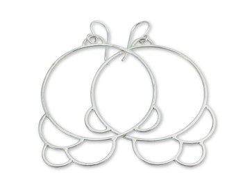 Double Deco Hoop Earrings - Everyday Sterling Silver Dangle Earrings Handmade by Queens Metal