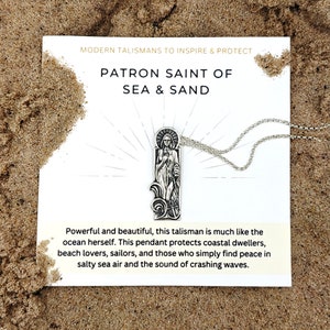Sea and Sand Saint Necklace Patron Saint Medallion Pendant Feminist Ocean Beach Water Coast Religious Iconography image 3